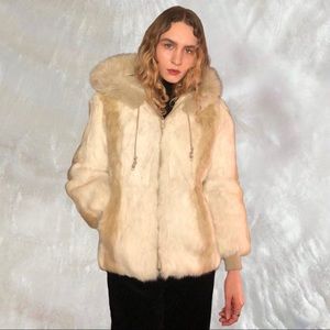 Creamy Tan Vintage Genuine Rabbit Fur Coat